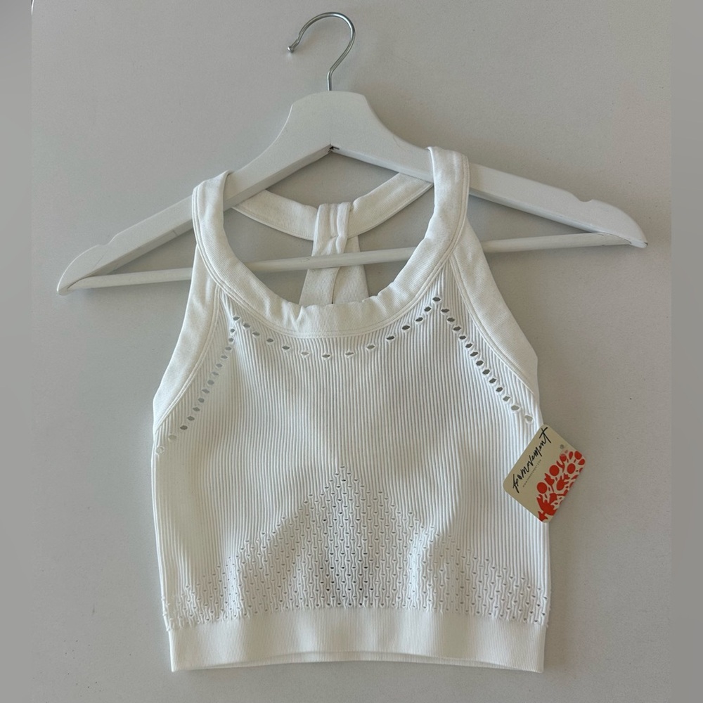 FP Movement White Sleeveless Crop Tank Top